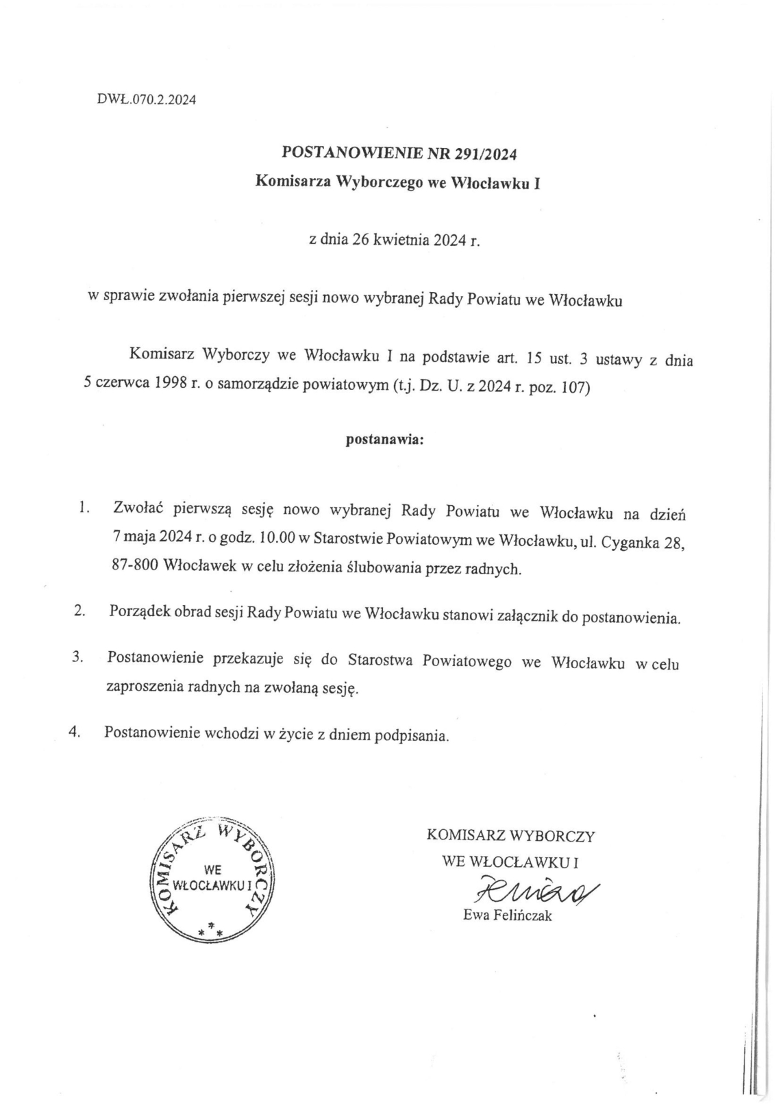 Sesja Rady Powiatu we Włocławku 